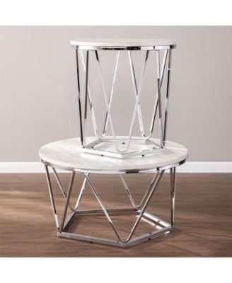 Industrial Wood and Iron Round End Table for Side or Accent Table