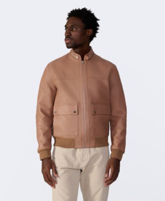 Men's Men s Leather Bomber Jacket, Created for Macy s