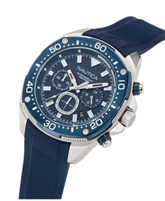 Men's Chronograph Blue Silicone Watch, 46mm