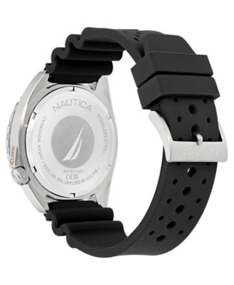 Men's Analog Black Silicone Watch, 44mm