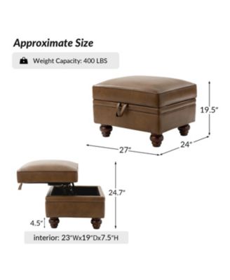 Sabina Transitional 27" Wide Ottoman with Solid Wood Legs