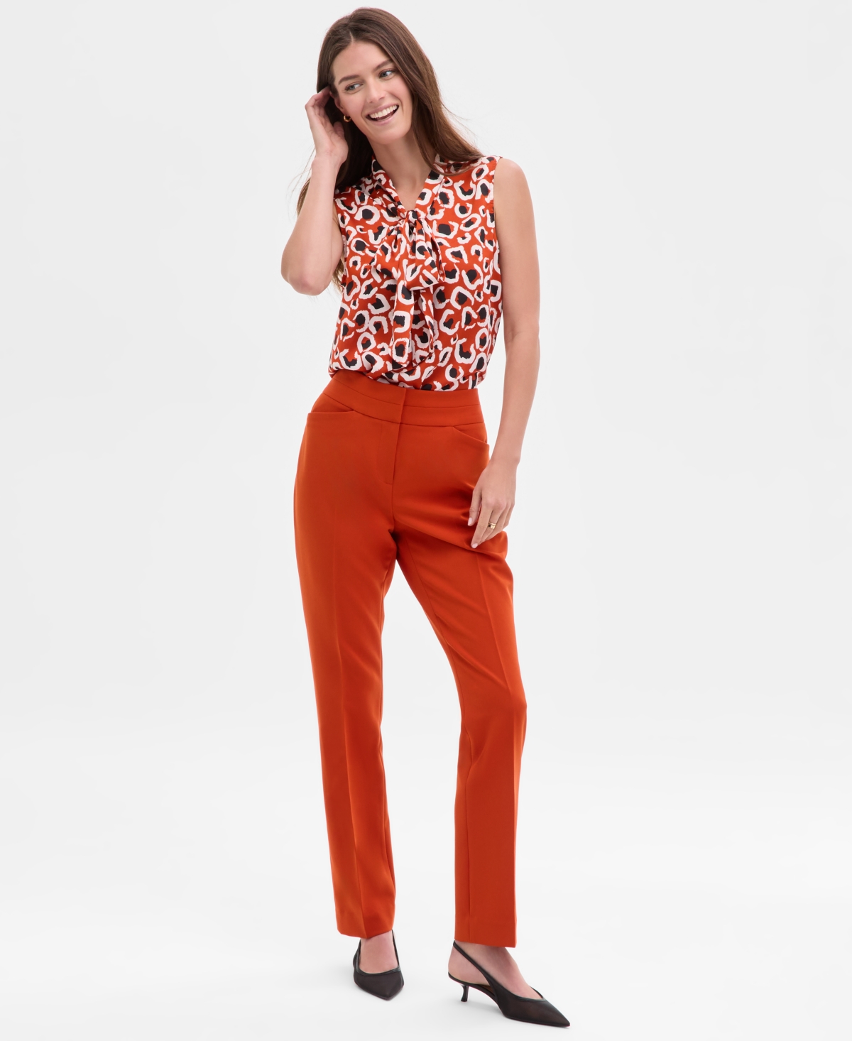 Tahari Asl Women's Mid-rise Bell-bottom Pants