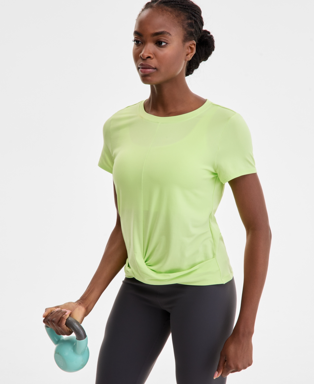 Id Ideology Women's Twist-front Performance T-shirt, Created For Macy's