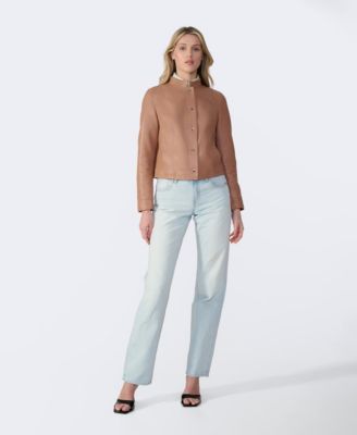 Women's Leather Bomber Jacket, Created for Macy s