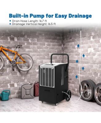 163 Pints Commercial Dehumidifier Crawl Space Dehumidifier with Pump and Drain Hose