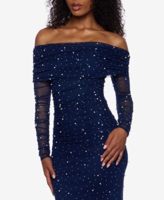 Juniors' Embellished Off-The-Shoulder Gown