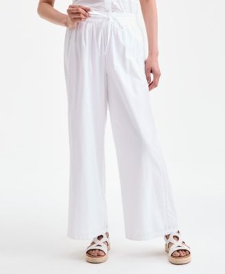 Women's Cotton Eyelet Pull-On Wide-Leg Pants, Exclusively at Macy's