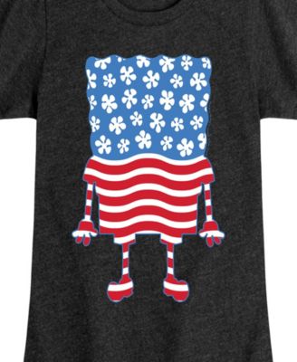 Big Girls Sponge Bob Square Pants Americana Flag Graphic T-Shirt