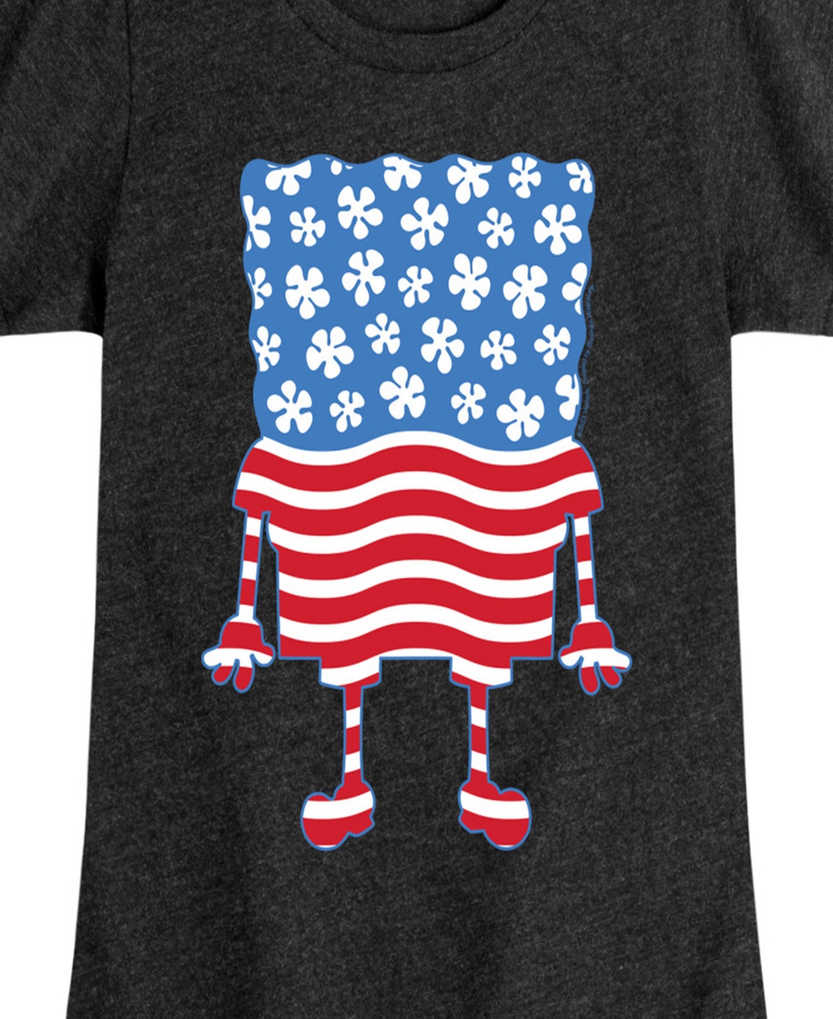 HYBRID APPAREL BIG GIRLS SPONGE BOB SQUARE PANTS AMERICANA FLAG GRAPHIC T-SHIRT 
