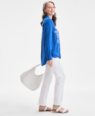 Women's Embroidered Perfect Shirt, Exclusively at Macy's