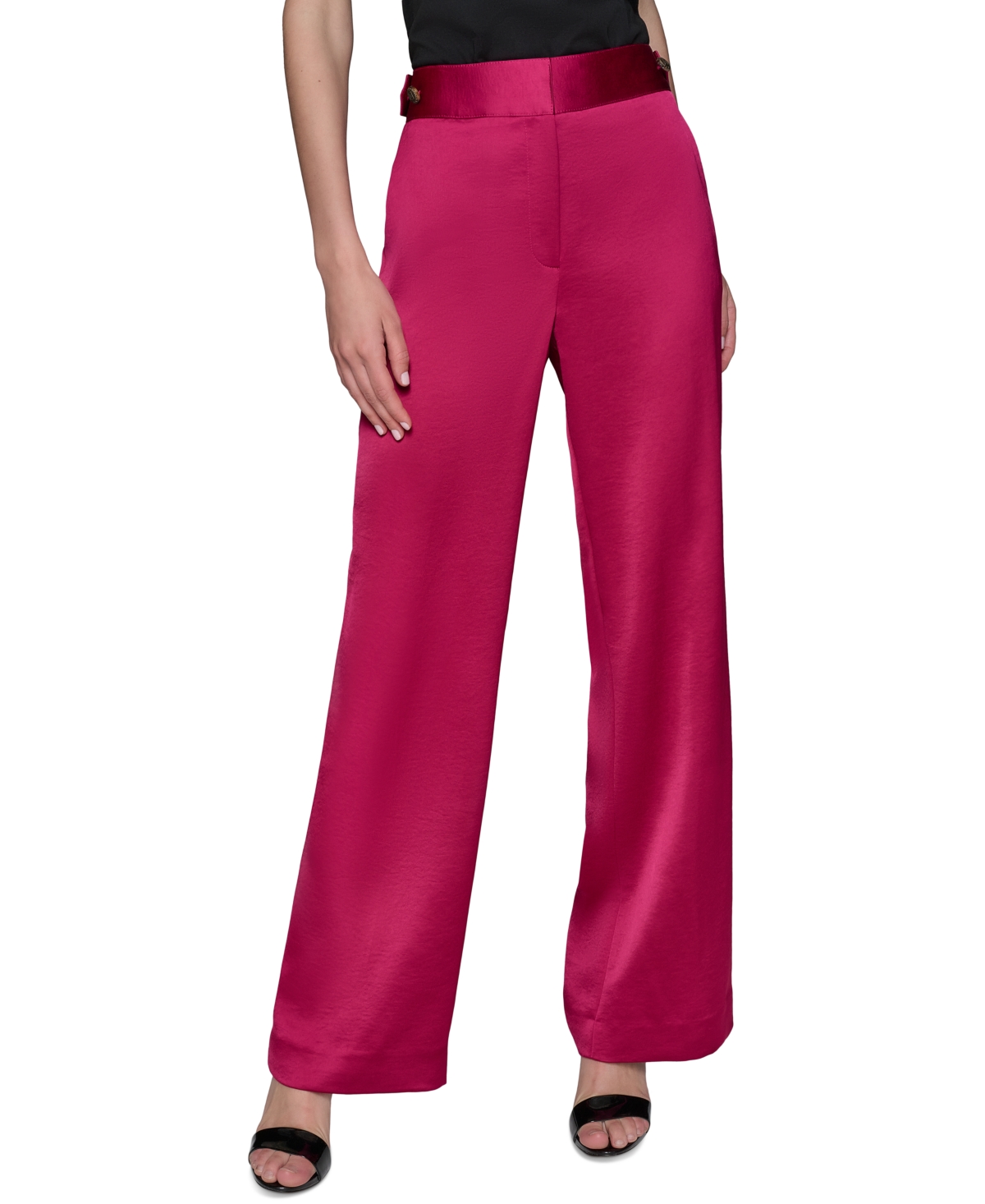 Women's Mid-Rise Wide-Leg Satin Pants - Cerese