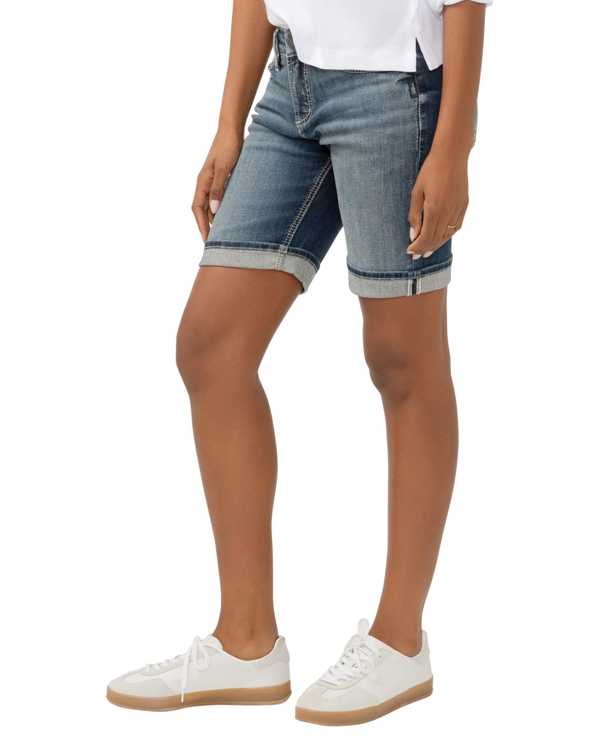 Shop Silver Jeans Co. Women's Suki Mid Rise Curvy Fit Bermuda Shorts