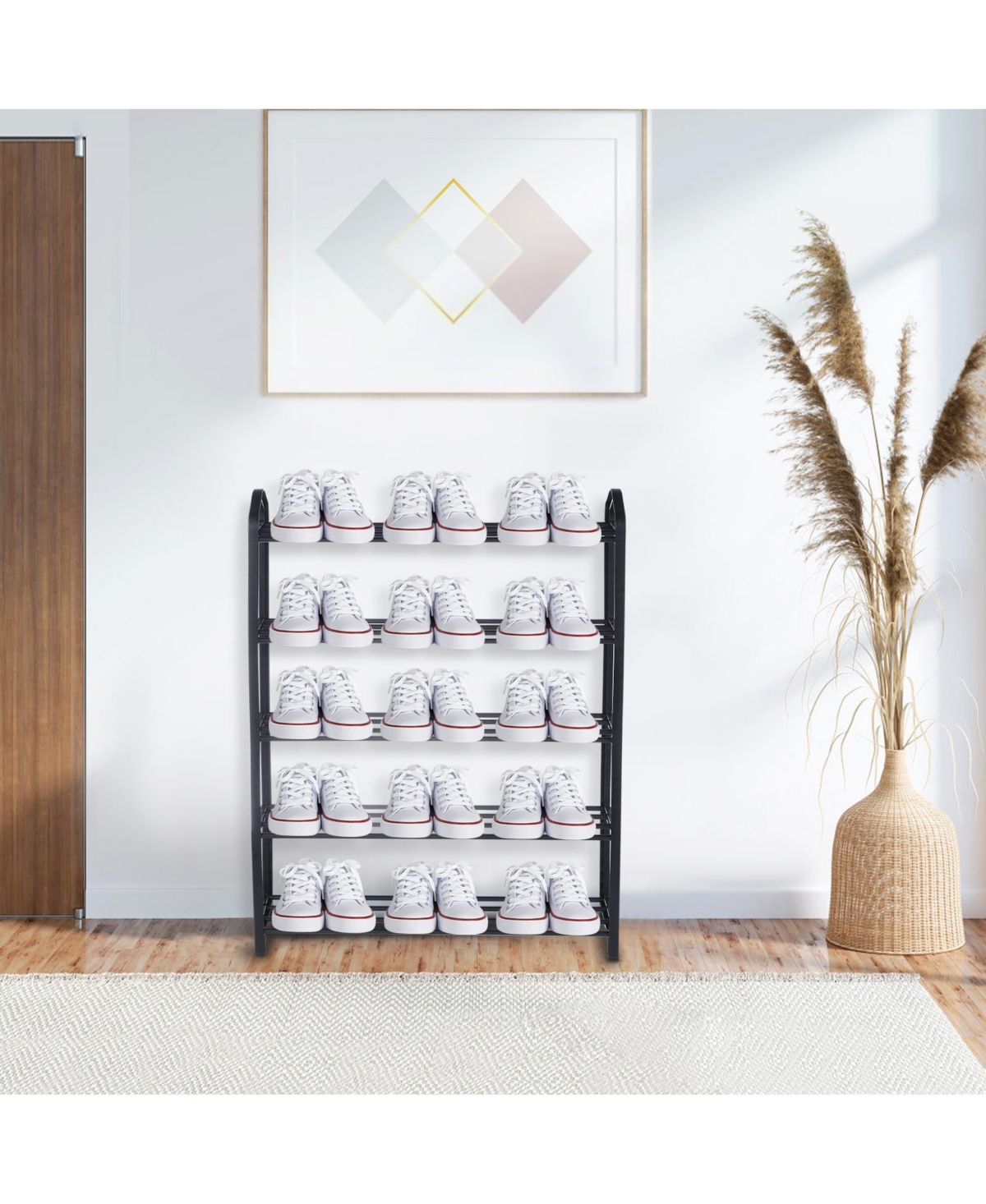 5-Tier Stackable Shoe Rack, 15-Pairs Sturdy Shoe Shelf Storage