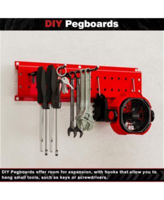 48in Garden Tool Organizer Garage Storage Rack, Red