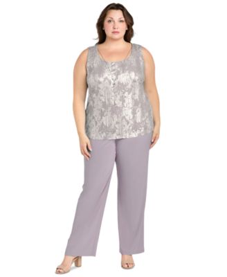 Plus Size 3-Pc. Embellished Jacket, Necklace Top & Pant Set