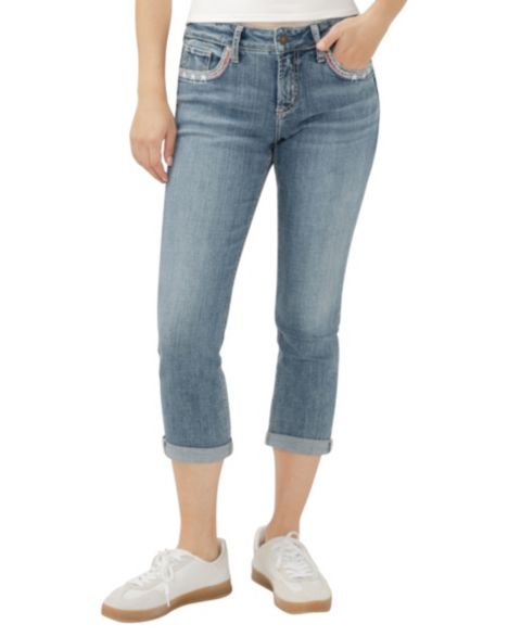 Женские джинсы Silver Jeans Co. Elyse Mid Rise Comfort Fit Capri, цвет: Freedom