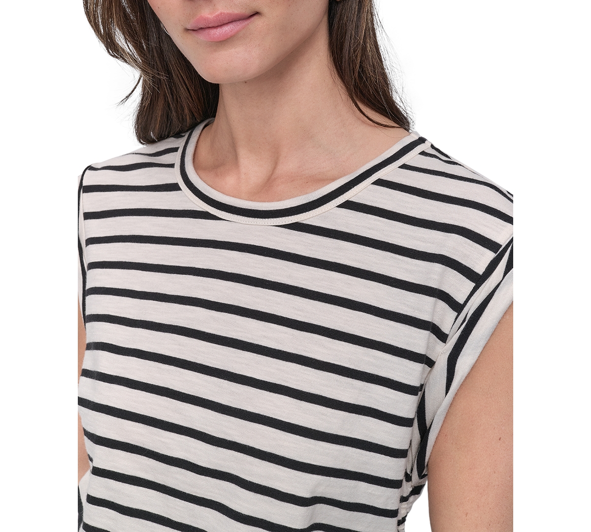 Dkny Jeans Petite Cotton Ruched Side-tie Sleeveless Tee In White