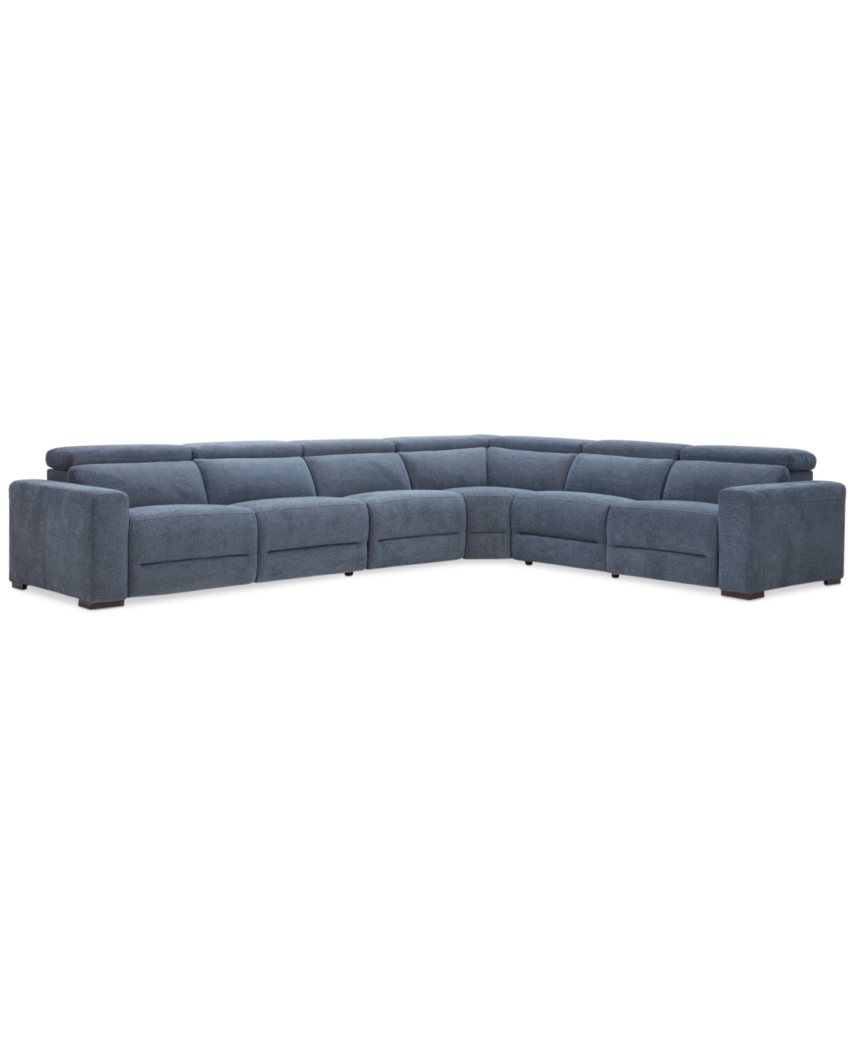 Macy's Nevio 6-pc. Fabric Power Headrest Sectional With 3 Power Motion Chairs