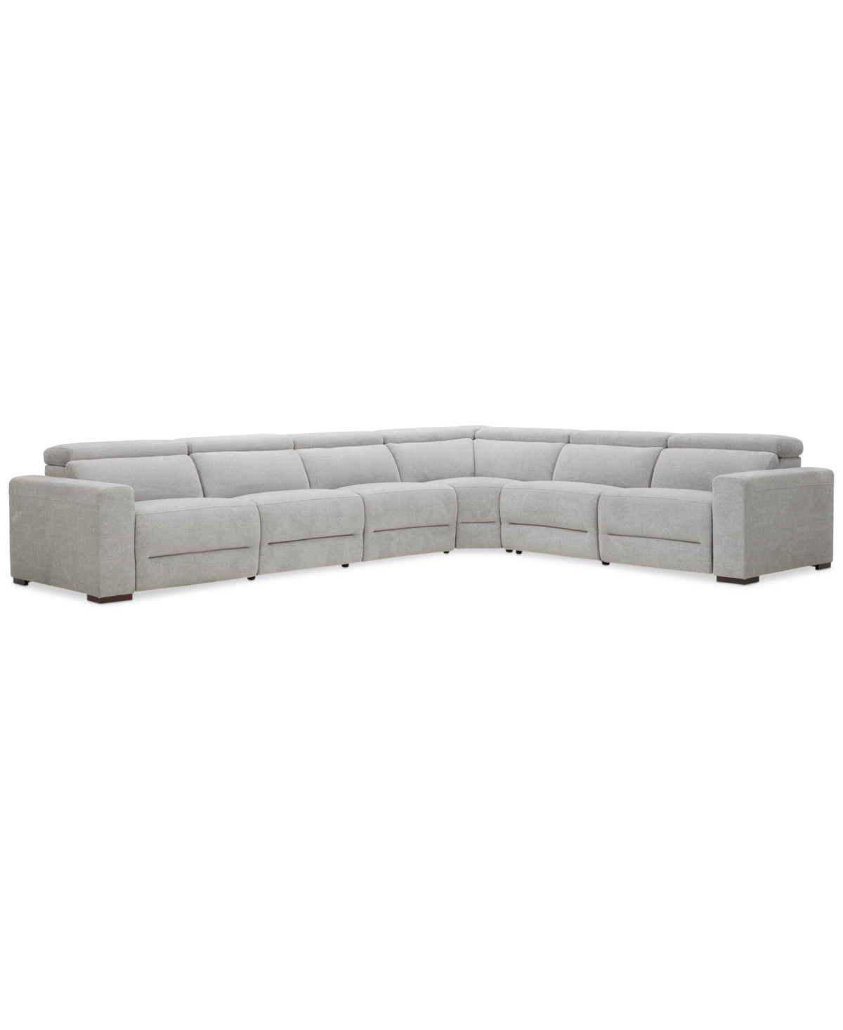 Macy's Nevio 6-pc. Fabric Power Headrest Sectional With 3 Power Motion Chairs