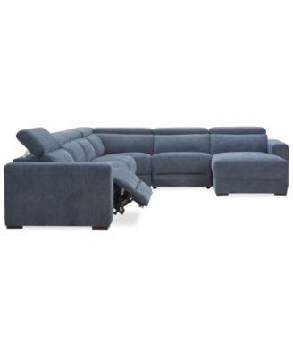 Nevio 6-Pc. Fabric Power Headrest Sectional with 1 Power Motion Chair