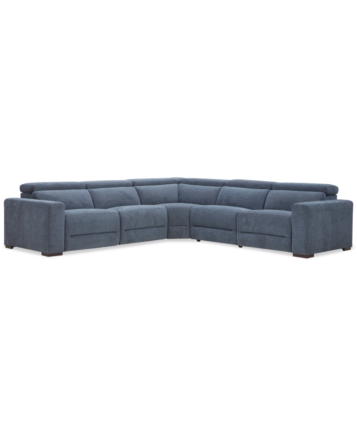 Macy's Nevio 5-pc. Fabric Power Headrest Sectional With 3 Power Motion Chairs