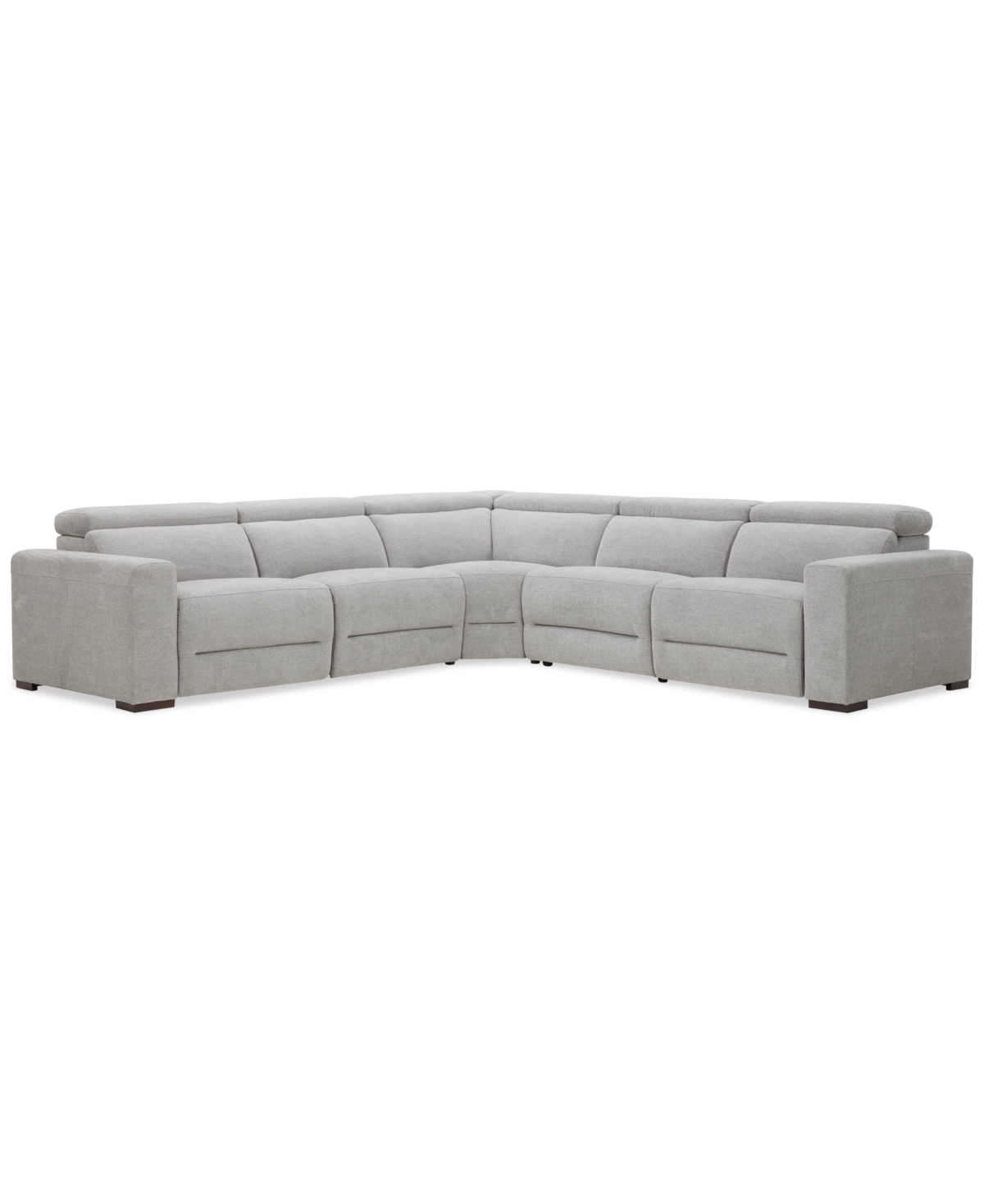 Macy's Nevio 5-pc. Fabric Power Headrest Sectional With 2 Power Motion Chairs