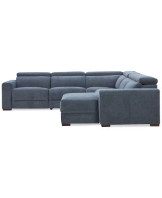 Nevio 5-Pc. Fabric Power Headrest Sectional with 1 Power Motion Chair