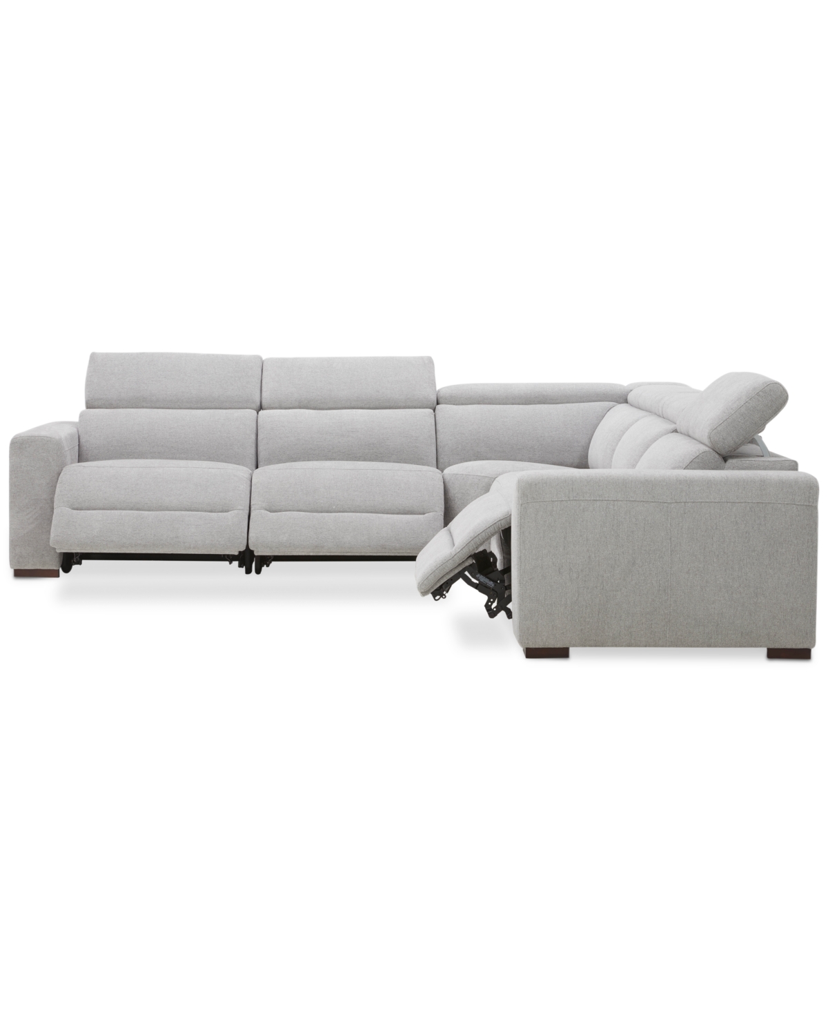 Macy's Nevio 5-pc. Fabric Power Headrest Sectional With 3 Power Motion Chairs