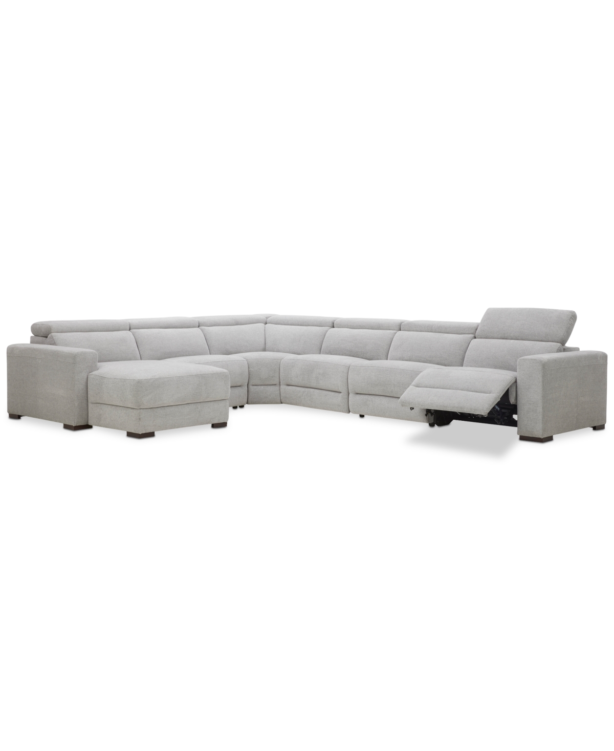 Macy's Nevio 6-pc. Fabric Power Headrest Sectional With 1 Power Motion Chair