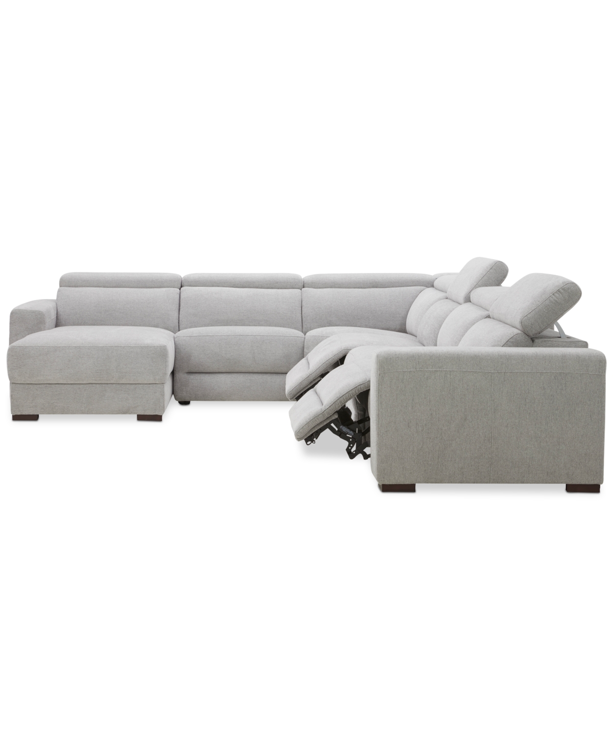 Macy's Nevio 6-pc. Fabric Power Headrest Sectional With 2 Power Motion Chairs