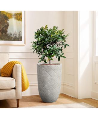 Glen Pattern 22.4-Inch Tall MgO Round Planter
