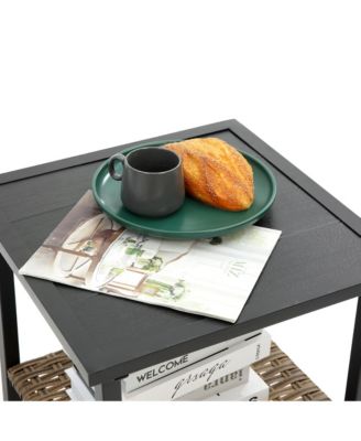 Outdoor Patio Furniture Sectional Sofa Set,3-Piece Outdoor Rattan Rocking Chair Set with Cushion, Table