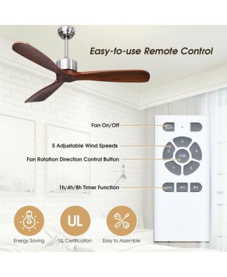 52 Inch Modern Brushed Nickel Finish Ceiling Fan with Remote Control