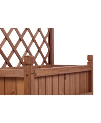 Raised Garden Bed with Trellis 2 Pack Outdoor Wooden Planter Box Plant Stand with Climbing Racks Natural Wood