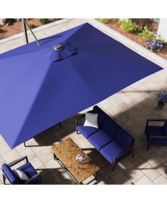 156"W x 120"D Rectangular Cantilever Umbrella with Detachable LED Atmosphere Light and Bluetooth Player, w/ Weight Base Included