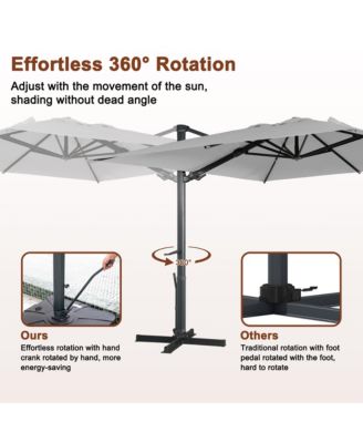  Rectangular Cantilever Umbrella with Detachable LED Atmosphere Light and Bluetooth Player, w/ Weight Base Included