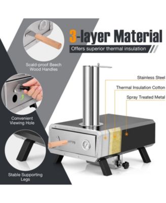 Outdoor Pizza Oven Portable Wood Pellet Pizza Stove with 12 Inch Round Rotatable Pizza Stone