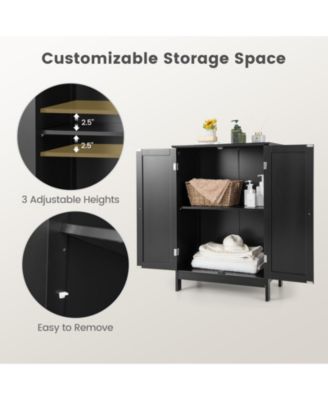 2-Door Free-Standing Bathroom Cabinet with Shelf