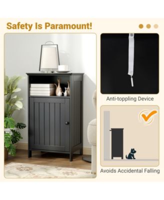 Bathroom Freestanding  Adjustable Shelf Floor Storage Cabinet