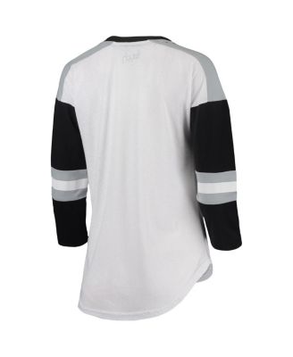 Women's White and Black Chicago White Sox Base Runner 3/4-Sleeve V-Neck T-shirt