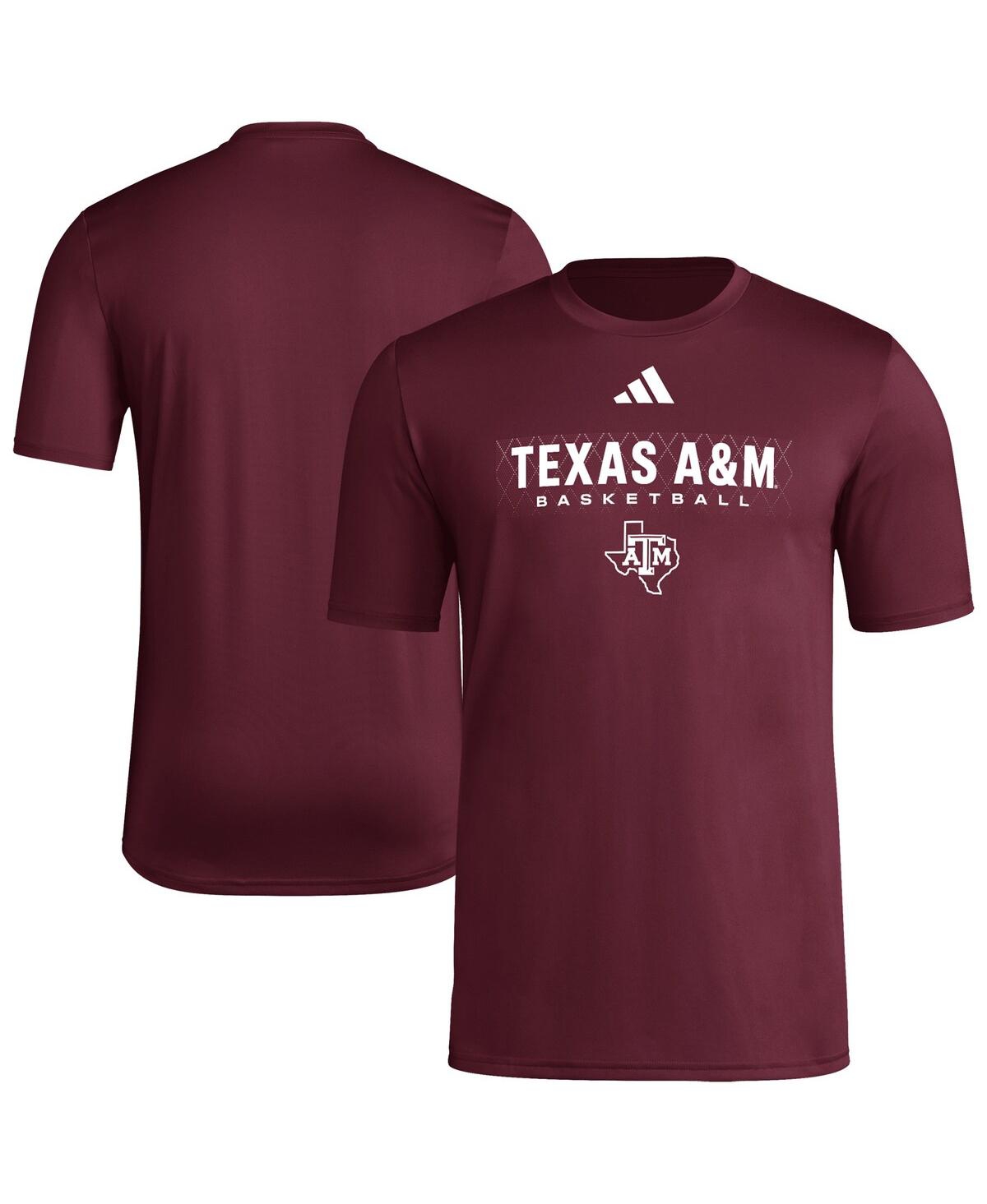 Adidas Originals Men'sâ Maroon Texas A M Aggies Locker On-court In The Fade Pregame Aeroready T-shirt In Burgundy