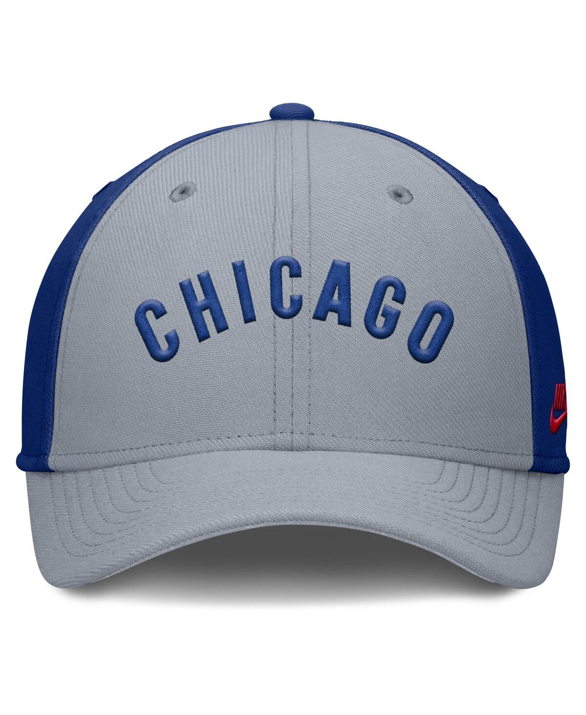 Nike Men's Gray/royal Chicago Cubs Rise Swoosh Performance Flex Hat