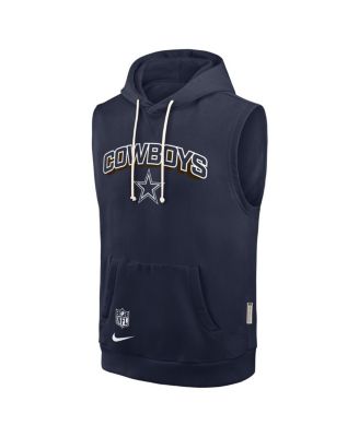 Men's Navy Dallas Cowboys Sideline Performance Sleeveless Pullover Hoodie