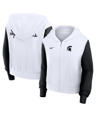 Nike - Women's White Michigan State Spartans Cropped Beyond Capability Color-Block Script Full-Zip Hoodie