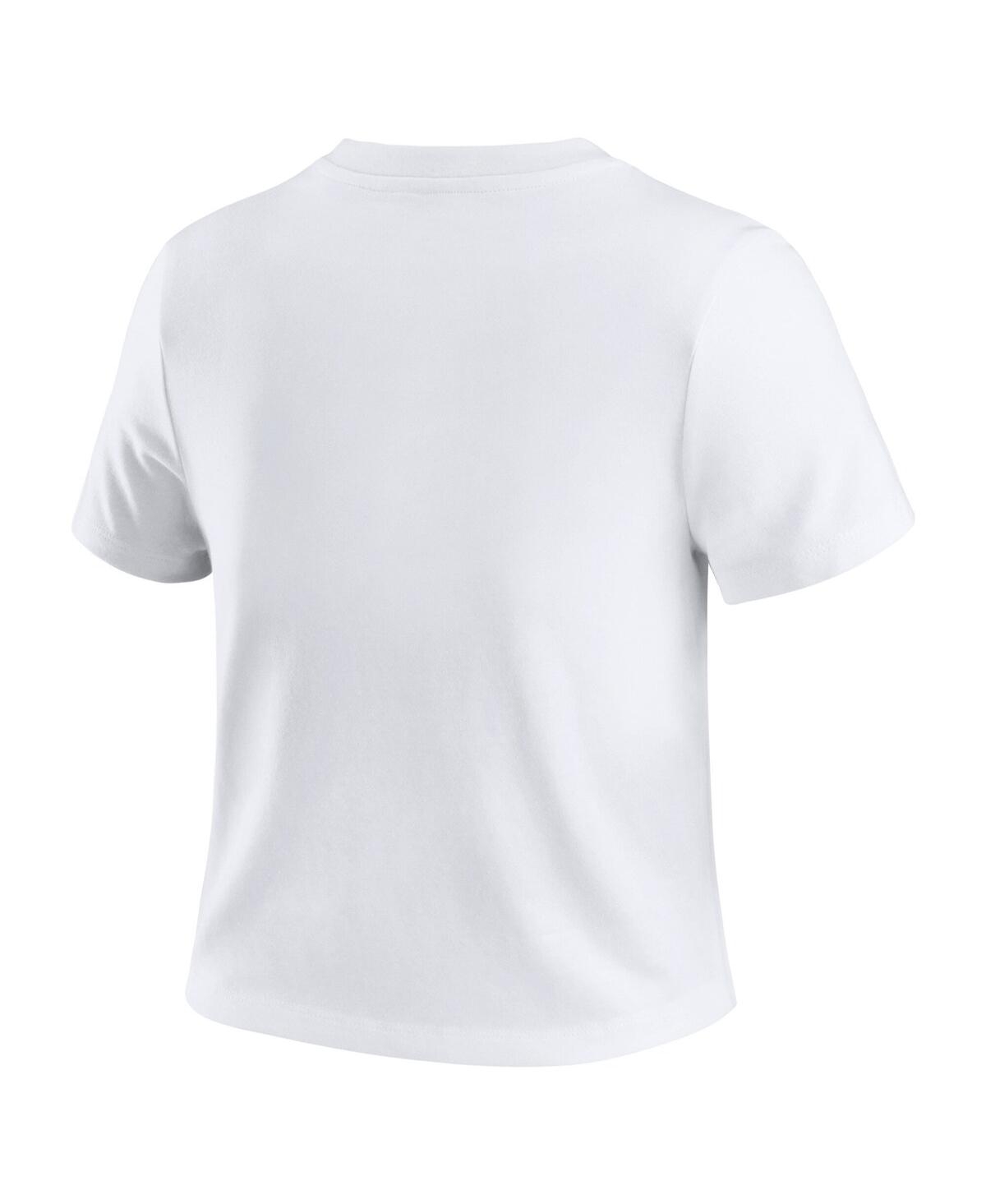 Wear By Erin Andrews Women's White Los Angeles Dodgers Distressed Cropped Baby T-shirt