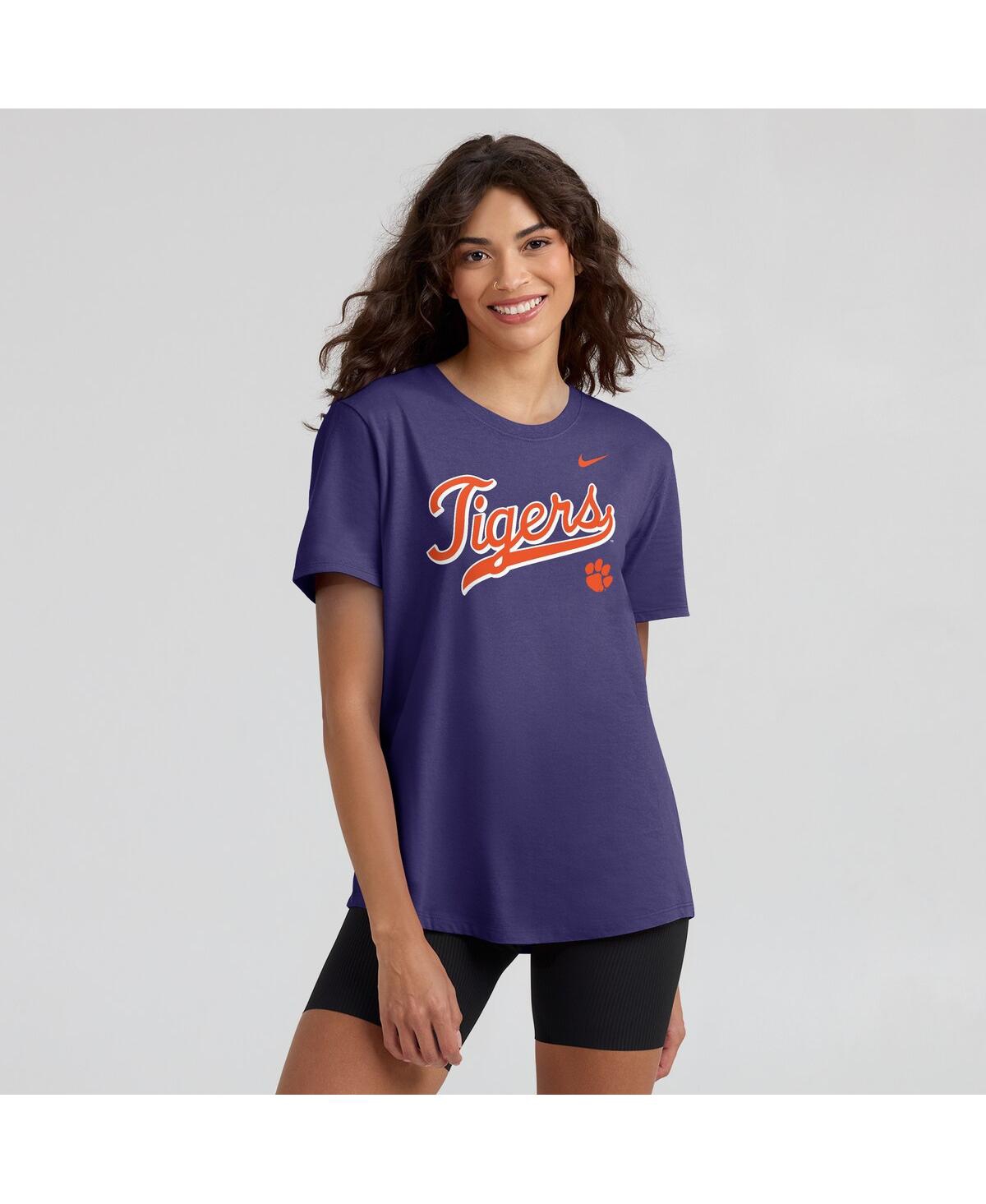 Nike Purple Clemson Tigers Local Script T-shirt In Blue