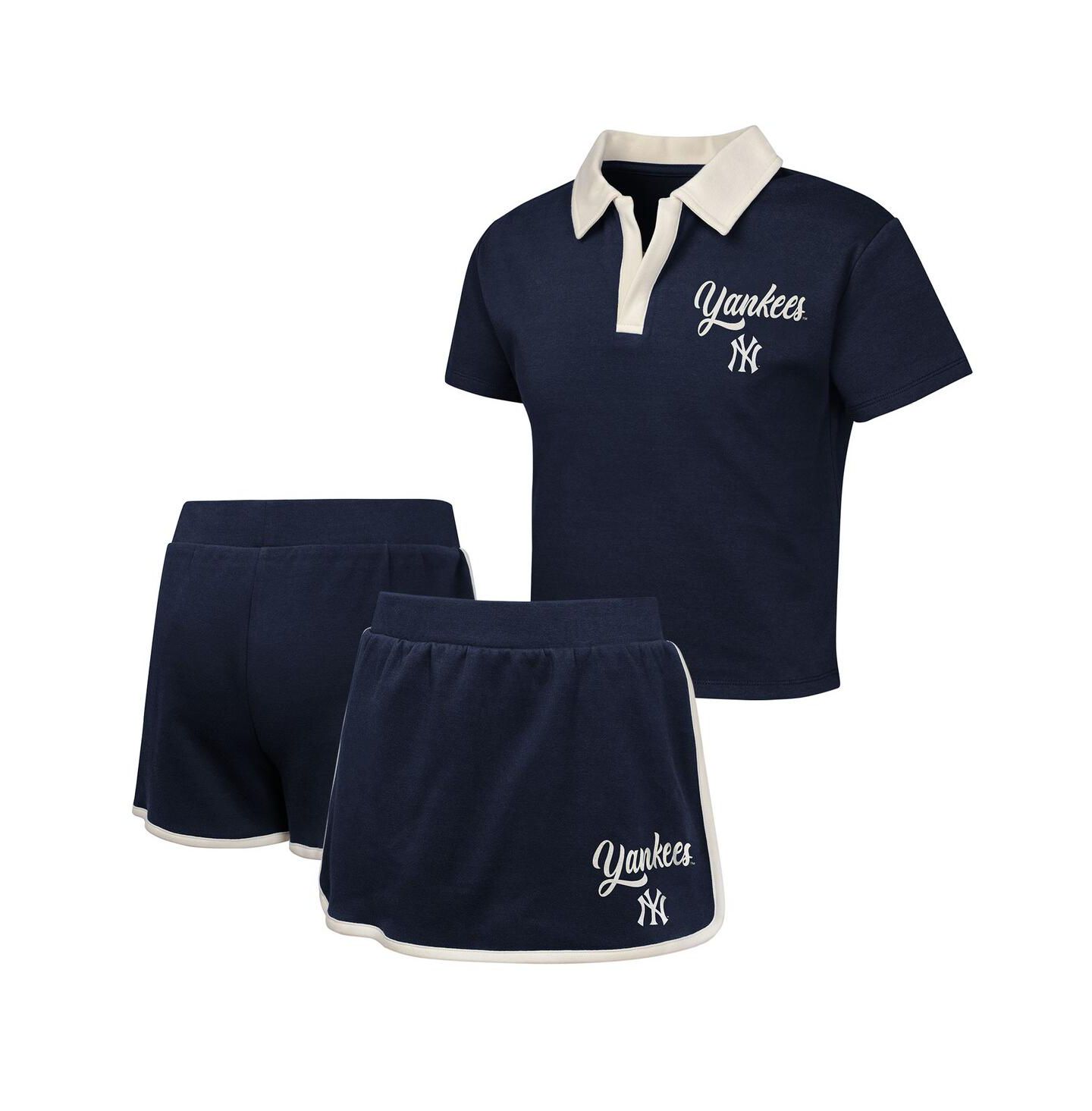 Детский комплект Outerstuff Big Girls 2-Piece Navy New York Yankees Base Trainer Johnny Polo and Skort Set — фото 1