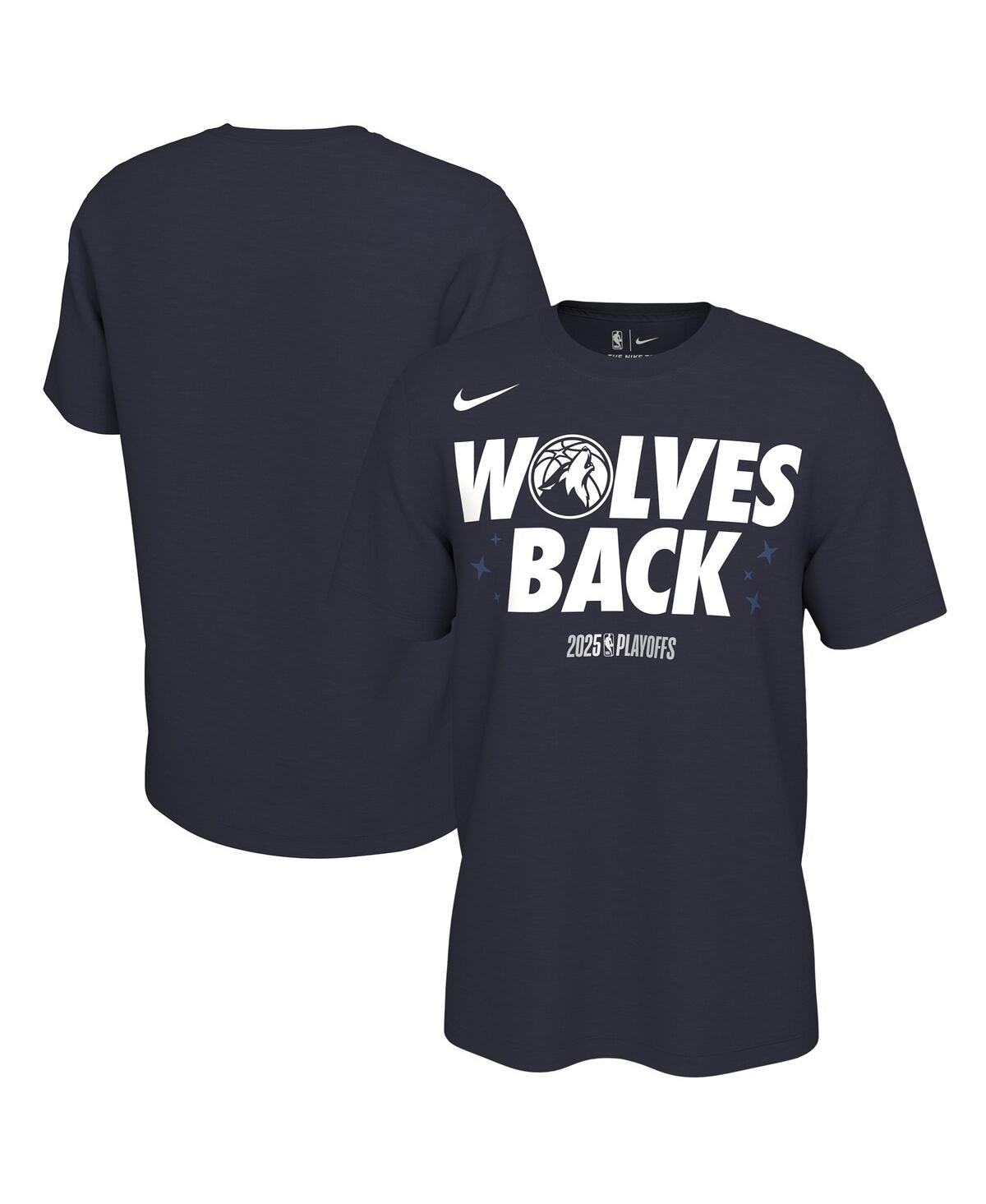 Nike Men's And Women'sâ Navy Minnesota Timberwolves 2025 Nba Playoffs On-court Mantra T-shirt