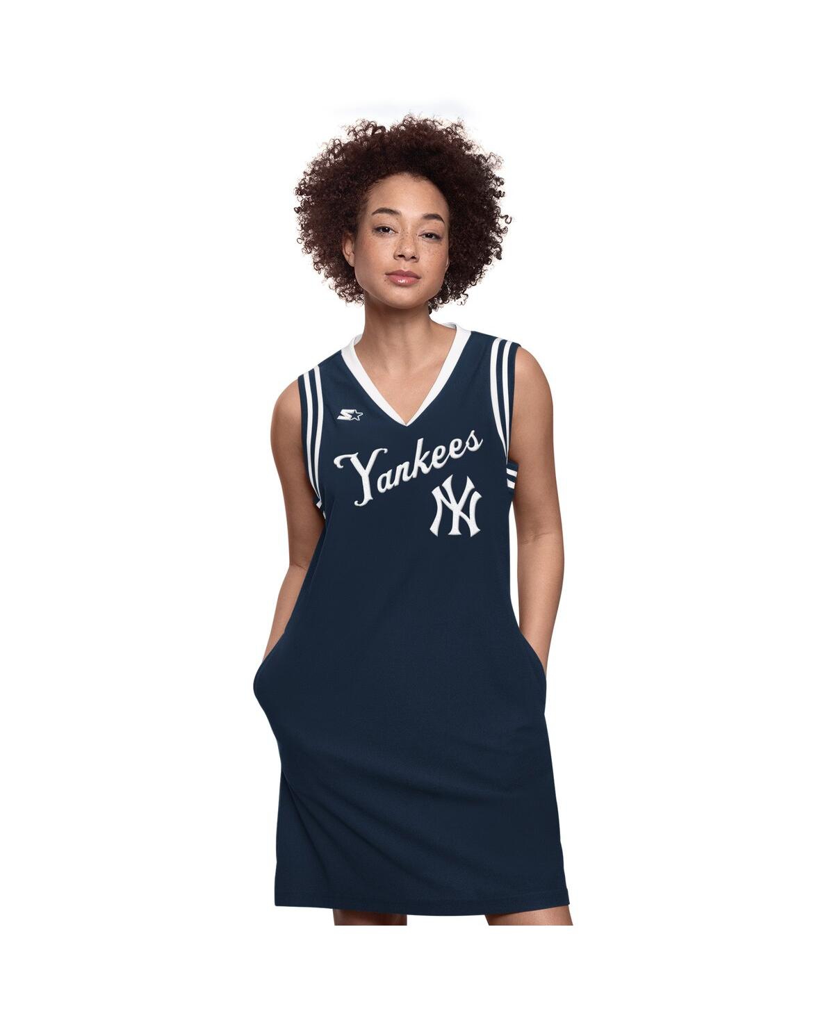 Women's Navy New York Yankees Fast Track Sneaker V-Neck Dress - Navy
