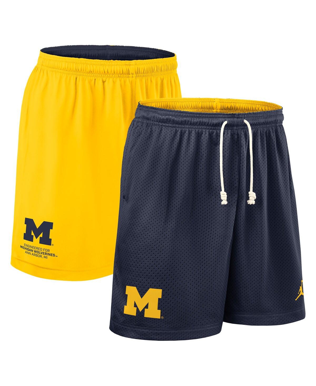 JORDAN MEN'S NAVY/MAIZE MICHIGAN WOLVERINES 2025 SIDELINE REVERSIBLE PERFORMANCE SHORTS 